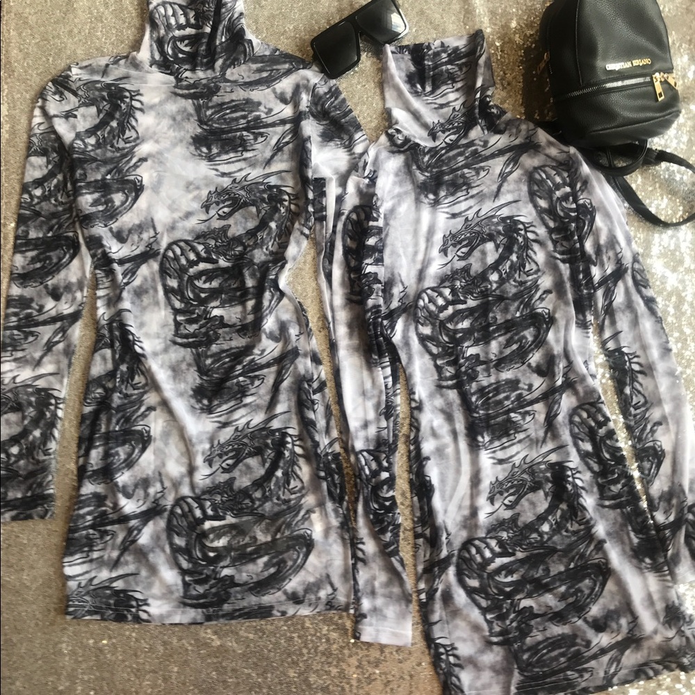 Mesh turtle neck dress